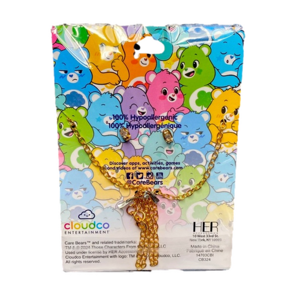 Care Bears Rainbows Stud Earrings & Good Luck Bear Necklace Set - NWT - Picture 2 of 3